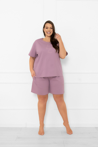 Dámské pyžamo Ksara Italian Fashion - bavlna, krátký rukáv a šortky - heather