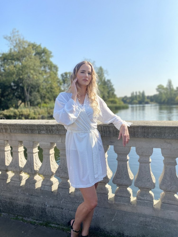 411 Jeanne Dámský krátký župan Forex - ecru barva