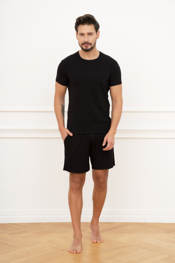 Ikar Pánské tričko s krátkým rukávem Italian Fashion - černé