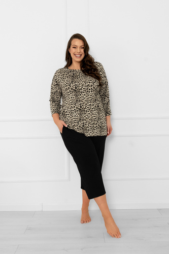 Dámské pyžamo Kenya Italian Fashion - leopardí potisk, 3/4 rukáv a 3/4 kalhoty