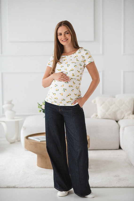 Milk Shirt Milk&Love kojící a mateřská halenka s krátkým rukávem v citronové barvě - pohodlná a stylová