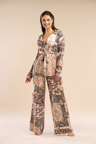 Forever Belle Reverie khaki - saténové kalhoty z viskózy, elegantní a pohodlné