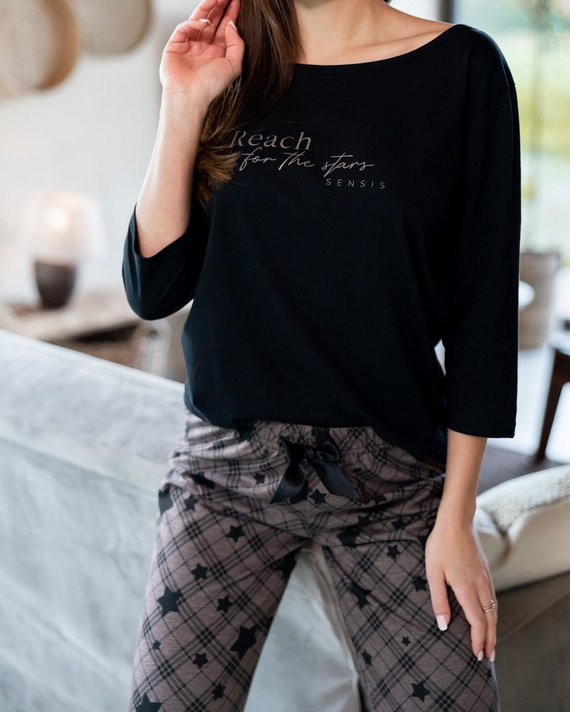 Sensis Reach For The Stars Dámské pyžamo - černohnědé