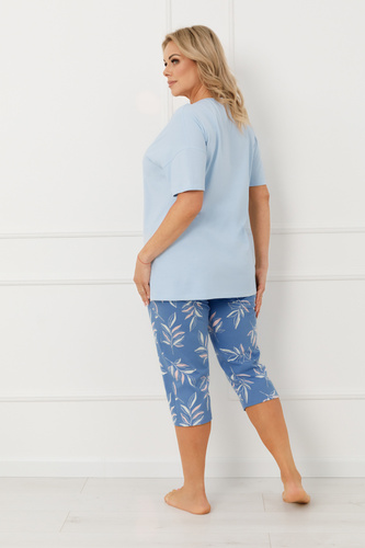 Dámské pyžamo ERULA Italian Fashion bavlněné 3/4 kalhoty s krátkým rukávem - modré