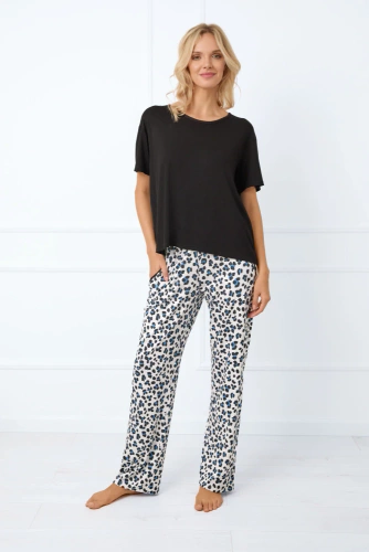Savanna Dámské pyžamo s krátkým rukávem, dlouhé kalhoty Italian Fashion