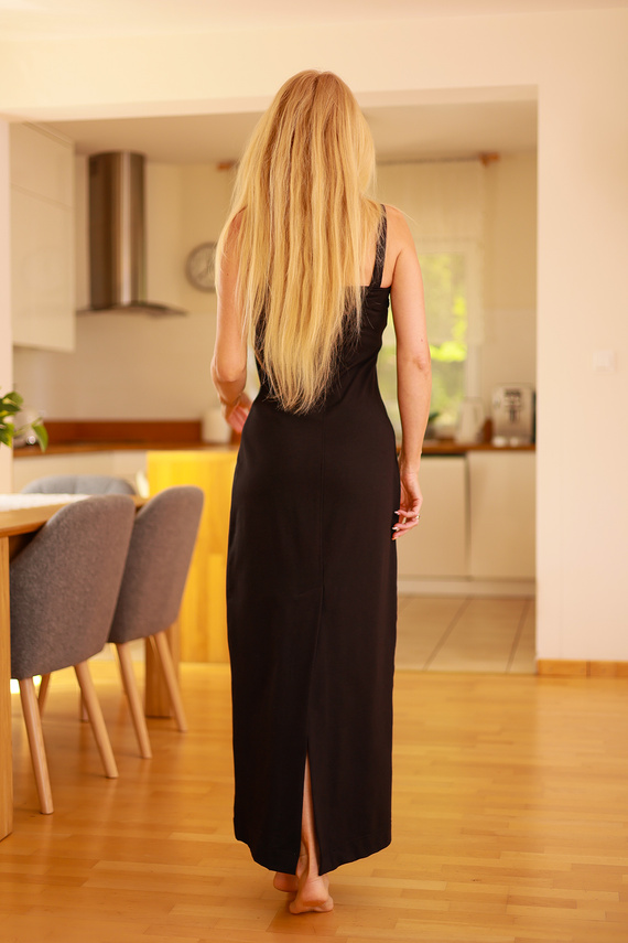 Irving - dámský komplet: maxi šaty + halenka, 95% bavlna 5% elastan | Polská značka Mirale - černá