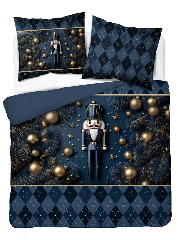 5823 Bavlněné povlečení A Christmas Dreams Detexpol navy blue s Louskáčkem - vánoční set 100% bavlna