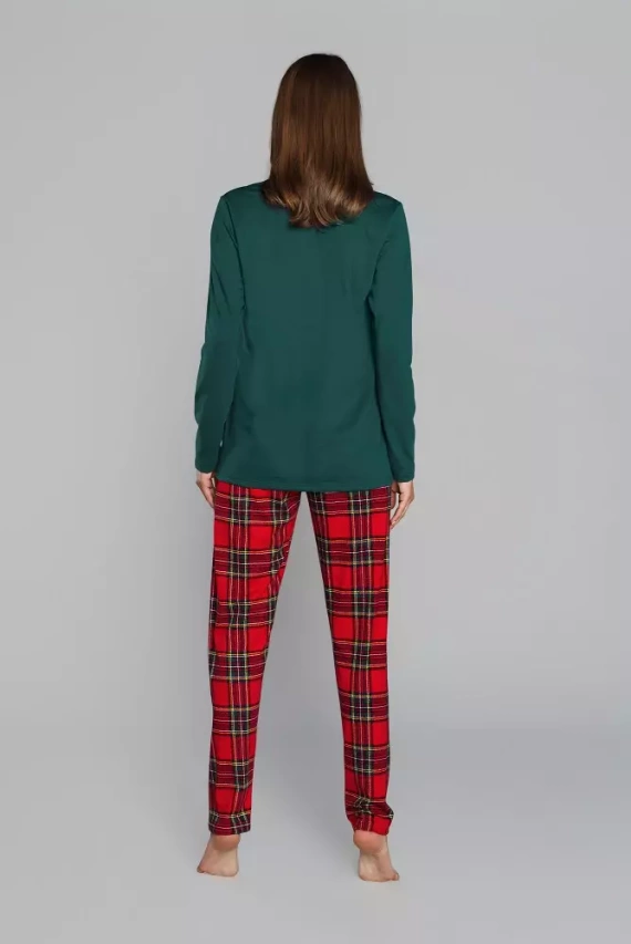 Zorza dámské pyžamo s dlouhým rukávem, kalhoty Italian Fashion - červená/potisk