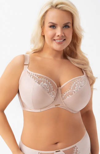 K 937 Evia Soft bra Gorsenia beige - měkká podprsenka s výšivkou pro velké poprsí