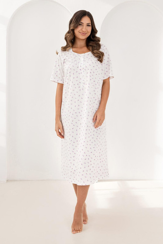 019 Regina Fialová noční košile - dlouhá, bavlněná, s výstřihem na knoflíky