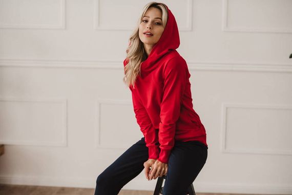 Milk Please bluza do karmienia Milk&Love z kapturem czerwony