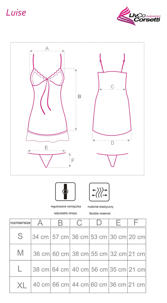 Dámská košilka Luise Black - smyslná, růžová | LivCo Corsetti Fashion