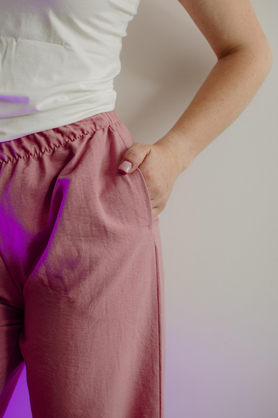 Maeve 875 De Lafense dámské pyžamové kalhoty - dlouhé, hladké, s kapsami - růžové