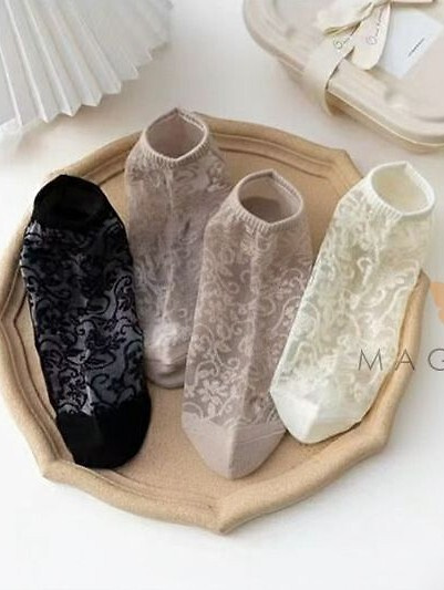 Stopky CC-251112 – dámské bavlněné s ažurovou síťkou beige