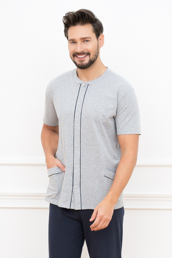 Alcest Pánské pyžamo s krátkým rukávem a dlouhými kalhotami Italian Fashion - tmavě modré