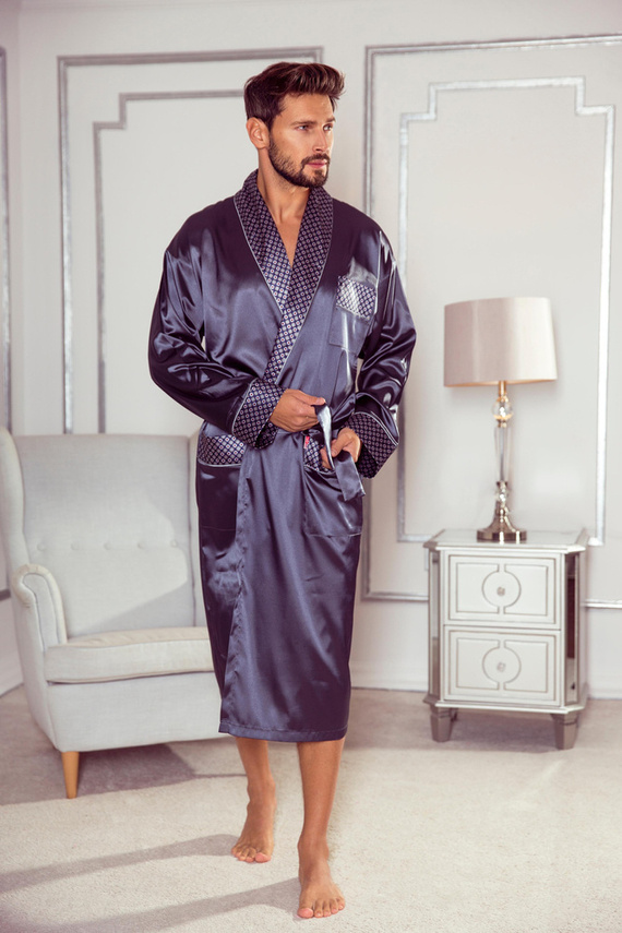 940 Forex pánský saténový župan - šedý