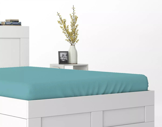 Mikrosaténové prostěradlo s gumou Poly Detexpol hladké a pohodlné turquoise