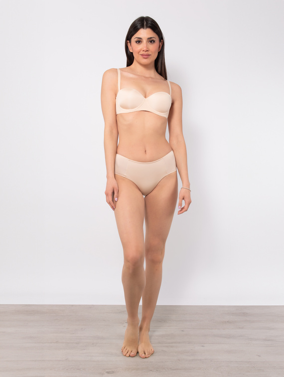 2550 Podprsenka Bandeau - vyztužená, hladká, s odnímatelnými ramínky Sielei beige