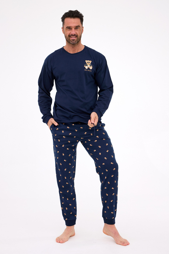 939/300 Big Boss Cornette - pánské pyžamo tmavě modré, bavlna, s potiskem