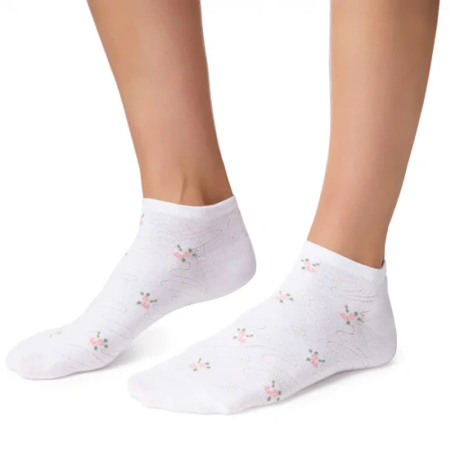 Stopki damskie Steven 114 Summer bawełniane cienkie do sneakersů bílé 169