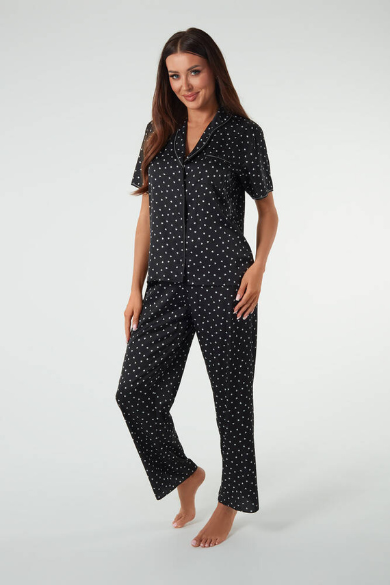 Ria Dámské pyžamo s krátkým rukávem a dlouhými kalhotami Italian Fashion - potisk