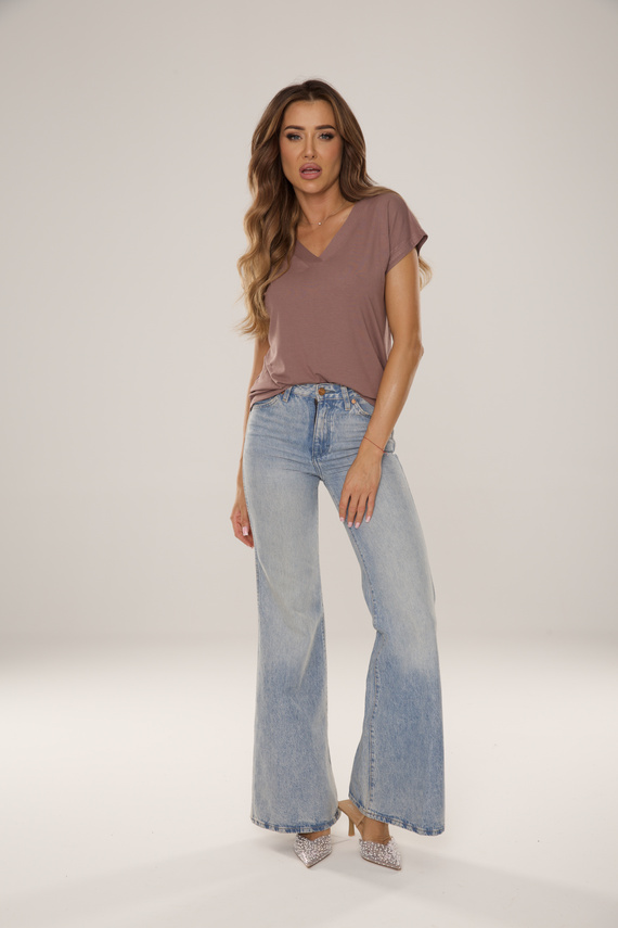 774 Vendy Dámská halenka De Lafense - viskóza, krátký rukáv - mocca