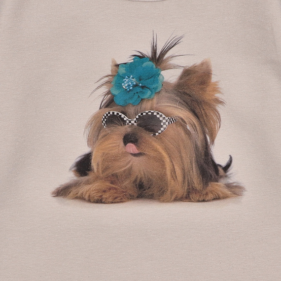 KAR-3004 Dívčí halenka s dlouhým rukávem Lagarto Verde beige - stylová, bavlna, polská výroba