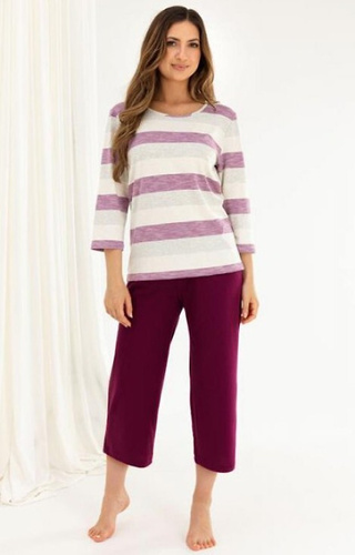 719 Dámské pyžamo Regina fialové - viskóza a bavlna, rukáv 3/4, kalhoty 3/4