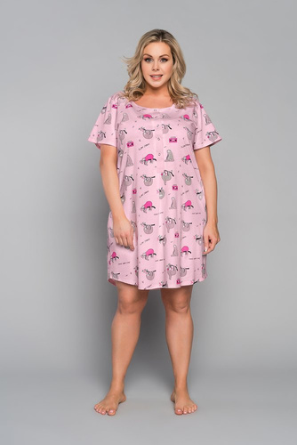 Orso Noční košile s krátkým rukávem a potiskem Italian Fashion - růžová