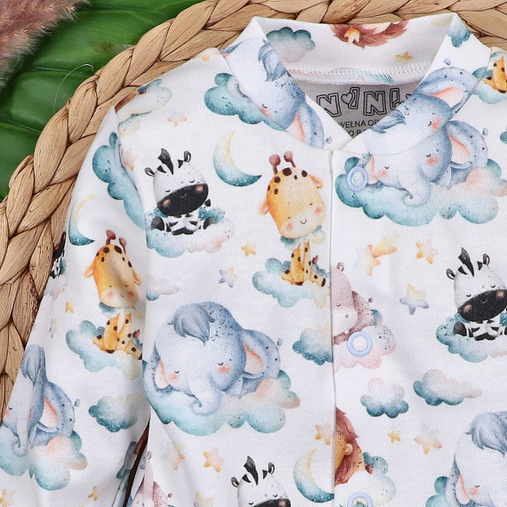 ABN-5610 Dětský kaftan z organické bavlny Nini's Little Dreamers - bezniklové zapínání, bezpečné a pohodlné pro dítě