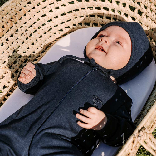 Dětská kombinéza Merino Eevi - tmavě modrá, 100% merino vlna, oboustranný zip