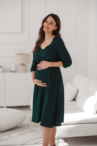 Lovely Dress Midi rękaw 3/4 sukienka ciążowa i do karmienia Milk&Love morski