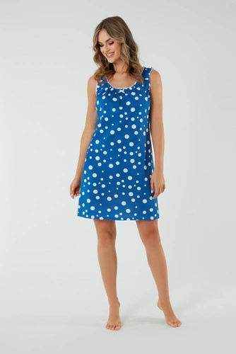 Noční a kojící košile Raba, široká ramínka Italská móda - modrý potisk