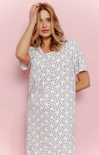 3419 Noční košile Demi Bavlna Taro, květinová, krátký rukáv