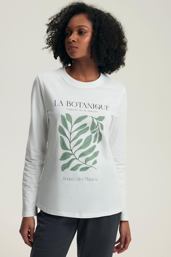 Dámské pyžamo Henderson Danna 43686 krémové - bavlna, dlouhý rukáv, pohodlný střih