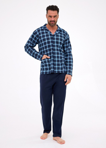 114/81 Pánské pyžamo Cornette | Otevřená přední část, 100% bavlna, límec a kapsy