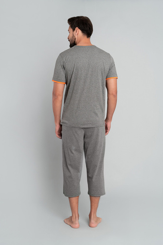 Marek Pánské pyžamo s krátkým rukávem, 3/4 kalhoty Italian Fashion- medium melange