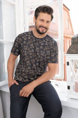 Pinus Pyžamo pánské s krátkým rukávem, dlouhé kalhoty Italská móda - potisk/grafit