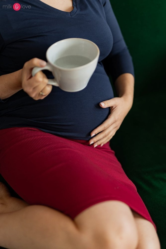 Spódnica ciążowa Tummy z dzianiny w prążki Milk&Love morska zieleń