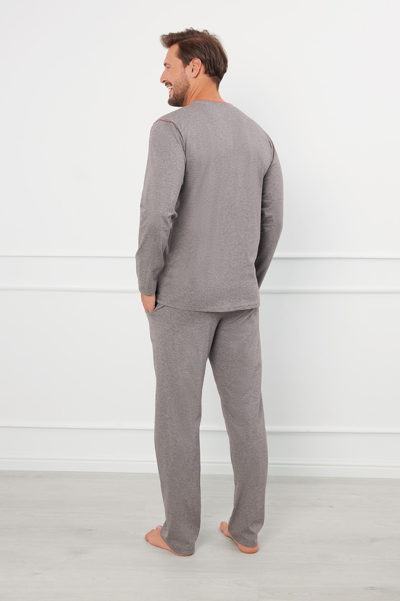 Ludwik Pánské pyžamo s dlouhým rukávem, dlouhé kalhoty Italská móda -¶r. melange