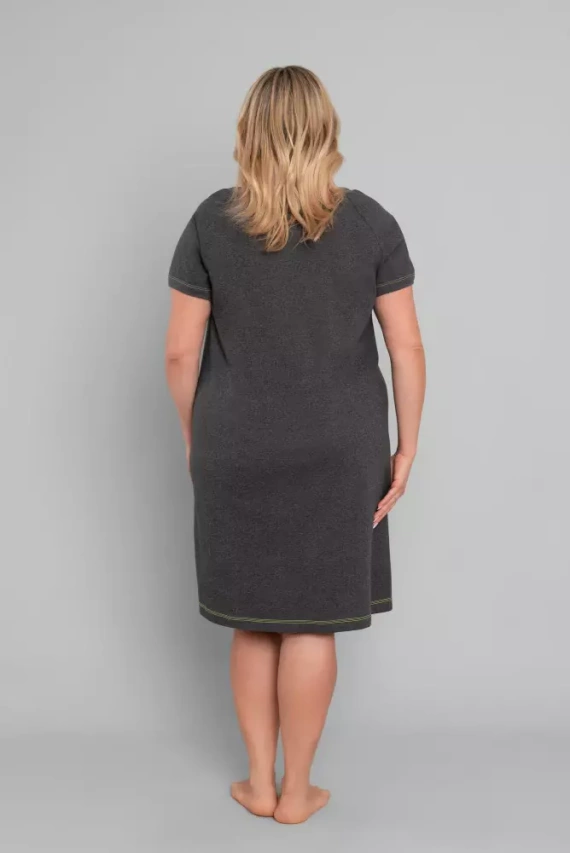 Noční košile Volta s krátkým rukávem Italian Fashion - tmavě melanžová/zelená