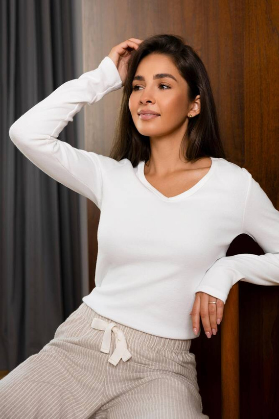 Dinah Dámské pyžamo Sensis Flanel - krémovo-béžové