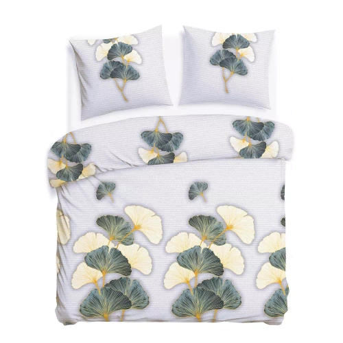 31510/1 Flannelove Darymex šedozelené listy ginkga - sada, 100% bavlna, hřejivá a měkká