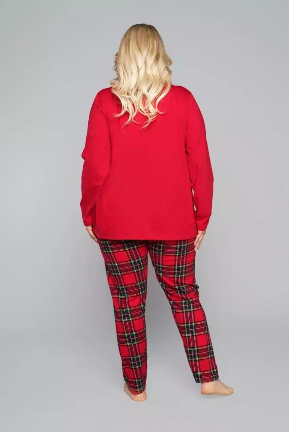 Zorza dámské pyžamo s dlouhým rukávem, kalhoty Italian Fashion - červená/potisk