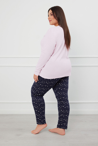 Libra Dámské pyžamo s dlouhým rukávem a kalhotami Italian Fashion - růžová/potisk