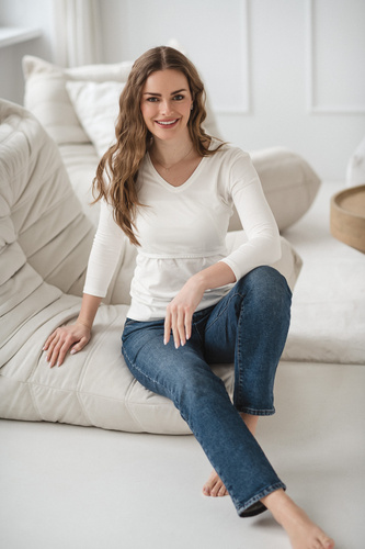 Milk&Love Milk Shirt těhotenská a kojicí halenka 7/8 rukáv white