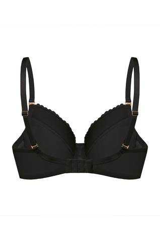 Plnoštíhlá podprsenka Petra Mefemi by Nipplex - černá, stabilní podpora, krajkové košíčky, bavlněný vnitřek, vyjímatelné push-up vložky