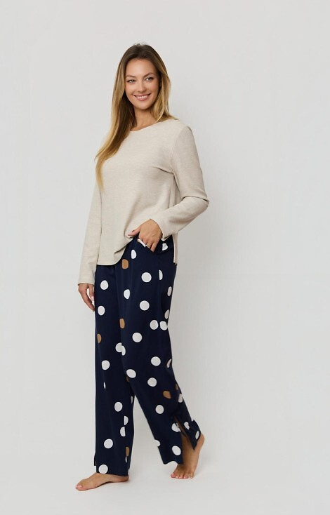 Oceane PW85 Dámské pyžamo Mefemi-viscose, hráškové, s mašlemi