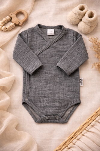 Mušelínové body Just Muslin 03235N Makoma navy - dlouhý rukáv, obálkové zapínání, 100% bavlna