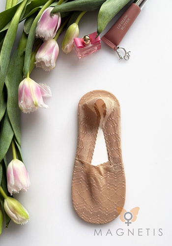 Dámské balerínkové ponožky Magnetis krajkové se silikonem – neviditelné beige